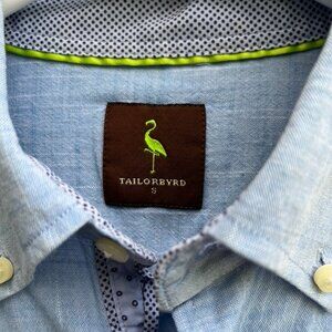 Men's Tailorbyrd Button Down, Small Cotton,Blue w detailed Cuff/ Button Placket
